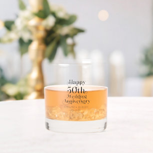 Happy 50. Hochzeitstag Schwarze Typografie Whiskyglas