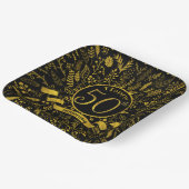 Happy 50 Jahre Jubiläum Gold Floral Pappteller (Gewinkelt)