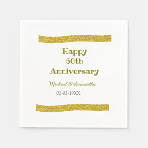Happy 50-jähriges Jubiläum Golden Glitzer Grau Serviette