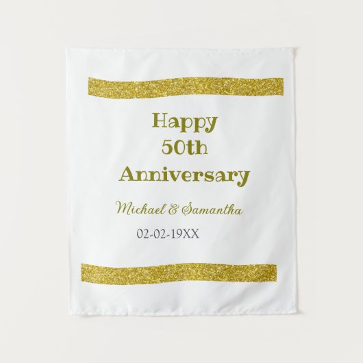 Happy 50-jähriges Jubiläum Golden Glitzer Grau Wandteppich (Vorderseite)