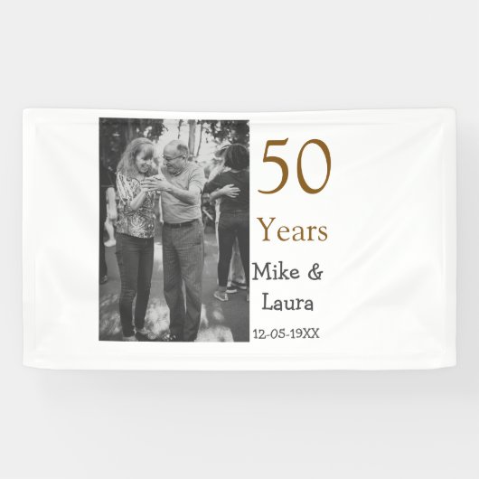 Happy 50. Jubiläum fügen Sie Pärchen Namen Datum H Banner (Horizontal)