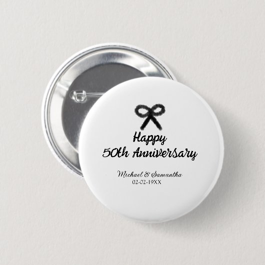 Happy 50. Jubiläum fügen Sie Pärchen Namen Datum H Button (Vorne & Hinten)