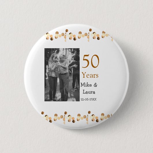 Happy 50. Jubiläum fügen Sie Pärchen Namen Datum H Button (Vorderseite)