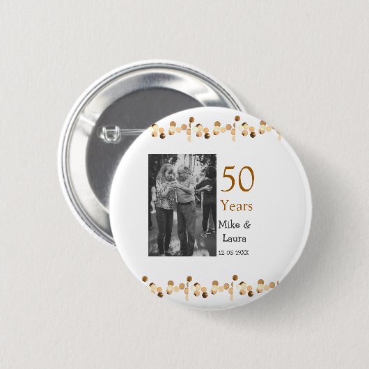 Happy 50. Jubiläum fügen Sie Pärchen Namen Datum H Button (Vorne & Hinten)