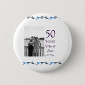 Happy 50. Jubiläum fügen Sie Pärchen Namen Datum H Button (Vorderseite)