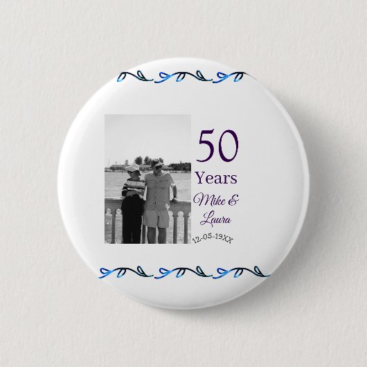 Happy 50. Jubiläum fügen Sie Pärchen Namen Datum H Button (Vorderseite)