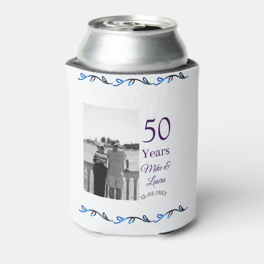 Happy 50. Jubiläum fügen Sie Pärchen Namen Datum H Dosenkühler (Kanne Rückseite)