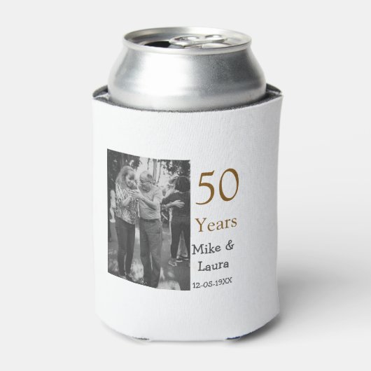 Happy 50. Jubiläum fügen Sie Pärchen Namen Datum H Dosenkühler (Kanne Vorderseite)