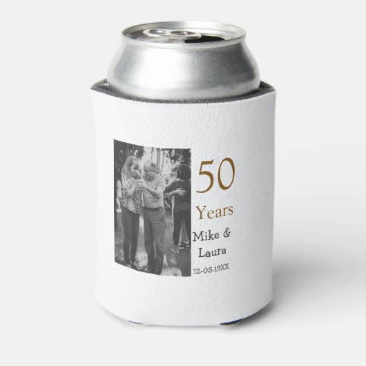 Happy 50. Jubiläum fügen Sie Pärchen Namen Datum H Dosenkühler (Kanne Rückseite)