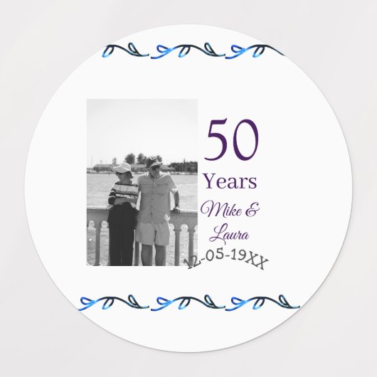 Happy 50. Jubiläum fügen Sie Pärchen Namen Datum H Etiketten (Design 2)