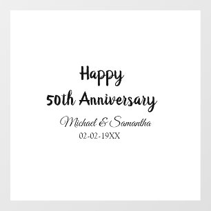 Happy 50. Jubiläum fügen Sie Pärchen Namen Datum H Fensteraufkleber