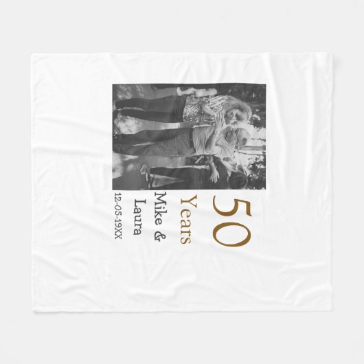 Happy 50. Jubiläum fügen Sie Pärchen Namen Datum H Fleecedecke (Vorderseite (Horizontal))