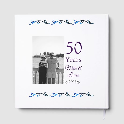 Happy 50. Jubiläum fügen Sie Pärchen Namen Datum H Gästebuch (Rückseite)