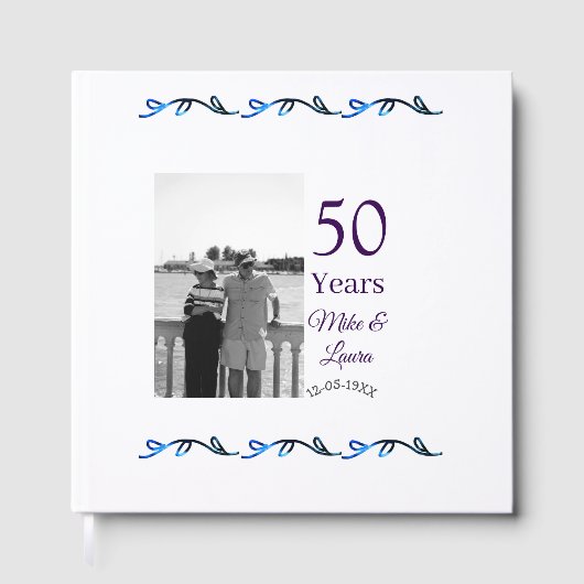 Happy 50. Jubiläum fügen Sie Pärchen Namen Datum H Gästebuch (Vorderseite)