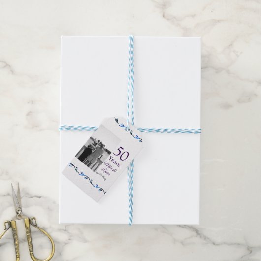 Happy 50. Jubiläum fügen Sie Pärchen Namen Datum H Geschenkanhänger (Mit Garn)