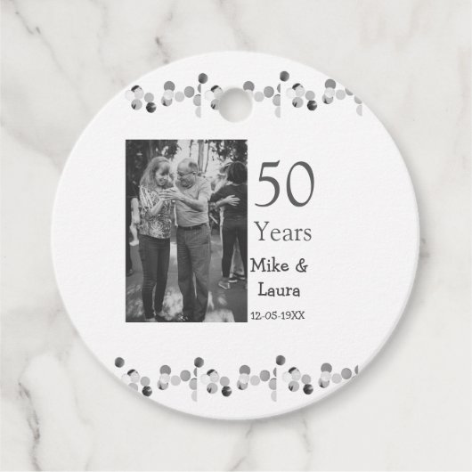 Happy 50. Jubiläum fügen Sie Pärchen Namen Datum H Geschenkanhänger (Vorderseite)