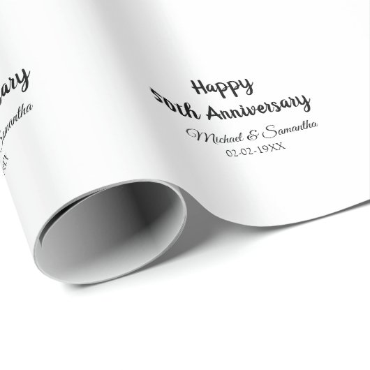 Happy 50. Jubiläum fügen Sie Pärchen Namen Datum H Geschenkpapier (Rolleneckpunkt)