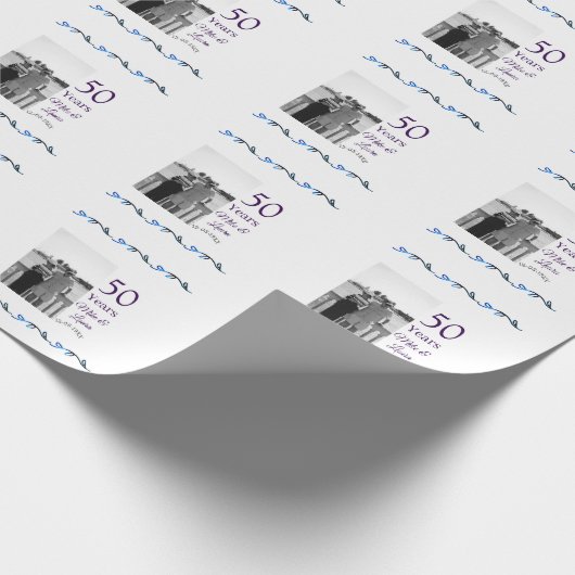 Happy 50. Jubiläum fügen Sie Pärchen Namen Datum H Geschenkpapier (Ecke)