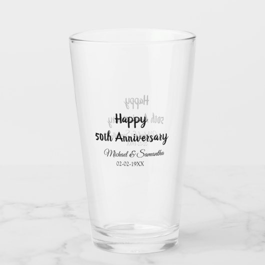 Happy 50. Jubiläum fügen Sie Pärchen Namen Datum H Glas (Rückseite)