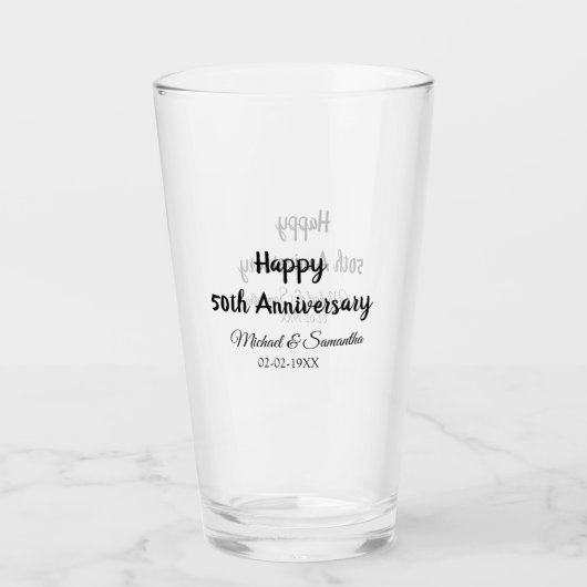 Happy 50. Jubiläum fügen Sie Pärchen Namen Datum H Glas (Vorderseite)