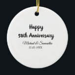 Happy 50. Jubiläum fügen Sie Pärchen Namen Datum H Keramik Ornament<br><div class="desc">Gestaltung</div>