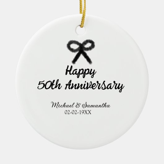 Happy 50. Jubiläum fügen Sie Pärchen Namen Datum H Keramik Ornament (Vorne)