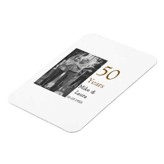 Happy 50. Jubiläum fügen Sie Pärchen Namen Datum H Magnet (Linke Seite)