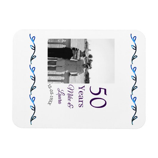 Happy 50. Jubiläum fügen Sie Pärchen Namen Datum H Magnet (Horizontal)