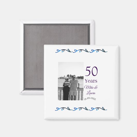 Happy 50. Jubiläum fügen Sie Pärchen Namen Datum H Magnet (Vorderseite/Rückseite)