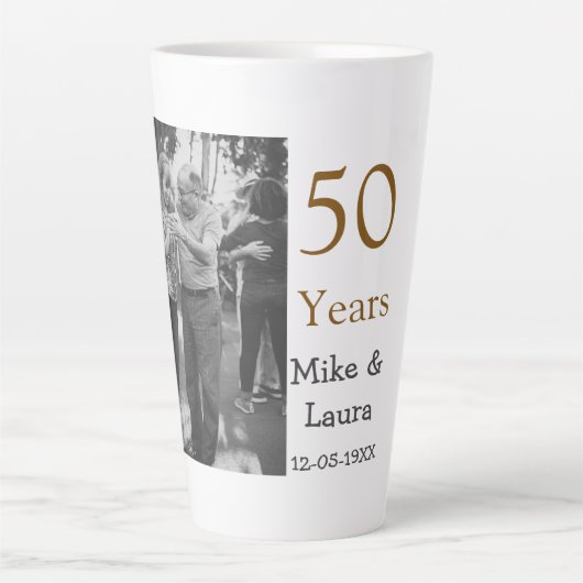 Happy 50. Jubiläum fügen Sie Pärchen Namen Datum H Milchtasse (Vorderseite)