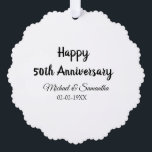 Happy 50. Jubiläum fügen Sie Pärchen Namen Datum H Ornament Karte<br><div class="desc">Gestaltung</div>