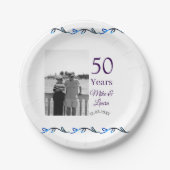 Happy 50. Jubiläum fügen Sie Pärchen Namen Datum H Pappteller (Vorderseite)