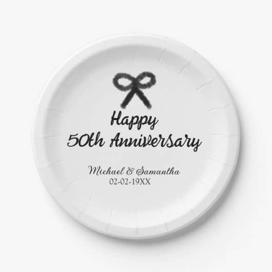 Happy 50. Jubiläum fügen Sie Pärchen Namen Datum H Pappteller (Vorderseite)