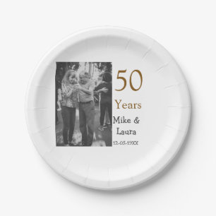 Happy 50. Jubiläum fügen Sie Pärchen Namen Datum H Pappteller