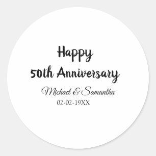 Happy 50. Jubiläum fügen Sie Pärchen Namen Datum H Runder Aufkleber