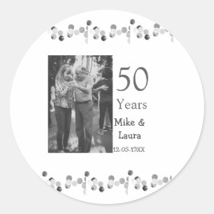 Happy 50. Jubiläum fügen Sie Pärchen Namen Datum H Runder Aufkleber