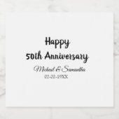 Happy 50. Jubiläum fügen Sie Pärchen Namen Datum H Schaumweinetikett (Einzelnes Label)