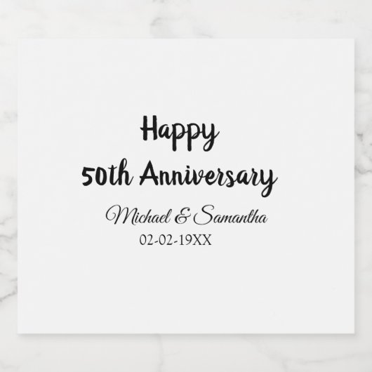 Happy 50. Jubiläum fügen Sie Pärchen Namen Datum H Schaumweinetikett (Einzelnes Label)