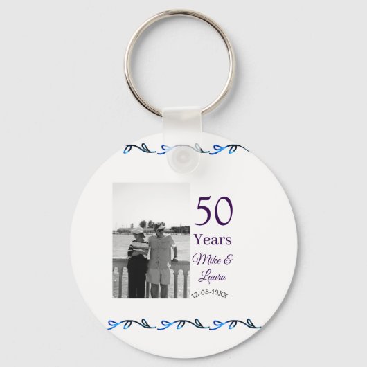 Happy 50. Jubiläum fügen Sie Pärchen Namen Datum H Schlüsselanhänger (Rückseite)