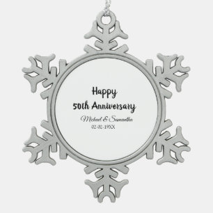 Happy 50. Jubiläum fügen Sie Pärchen Namen Datum H Schneeflocken Zinn-Ornament