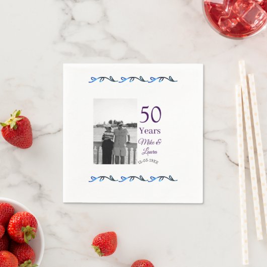 Happy 50. Jubiläum fügen Sie Pärchen Namen Datum H Serviette (Beispiel)