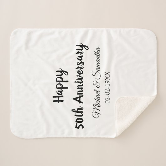 Happy 50. Jubiläum fügen Sie Pärchen Namen Datum H Sherpadecke (Vorderseite (Horizontal))