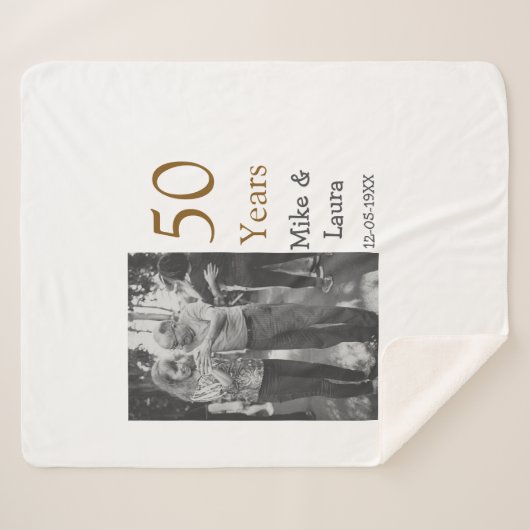 Happy 50. Jubiläum fügen Sie Pärchen Namen Datum H Sherpadecke (Vorderseite (Horizontal))