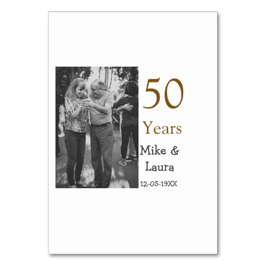 Happy 50. Jubiläum fügen Sie Pärchen Namen Datum H Tischnummer (Vorderseite)