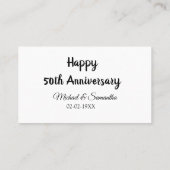 Happy 50. Jubiläum fügen Sie Pärchen Namen Datum H Visitenkarte (Rückseite)