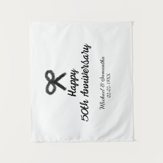 Happy 50. Jubiläum fügen Sie Pärchen Namen Datum H Wandteppich (Vorderseite)