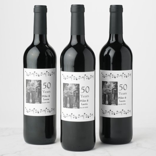 Happy 50. Jubiläum fügen Sie Pärchen Namen Datum H Weinetikett (Flaschen)