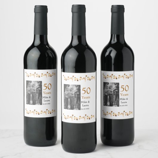 Happy 50. Jubiläum fügen Sie Pärchen Namen Datum H Weinetikett (Flaschen)