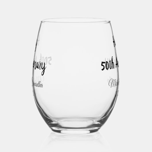 Happy 50. Jubiläum fügen Sie Pärchen Namen Datum H Weinglas Ohne Stiel (Links)