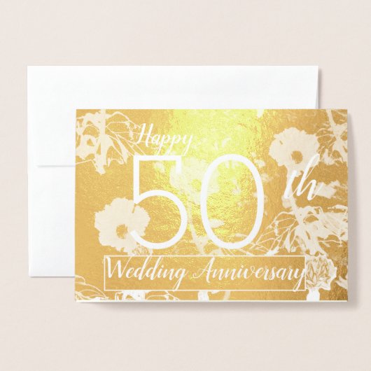 "Happy 50 th Wedding Anniversary" Gold Foil Card Folienkarte (Vorderseite mit Umschlag)